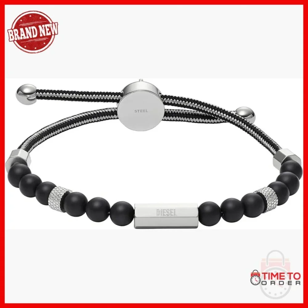 Adjustable Stainless Steel Beaded Bracelet Stackable Men's Jewelry